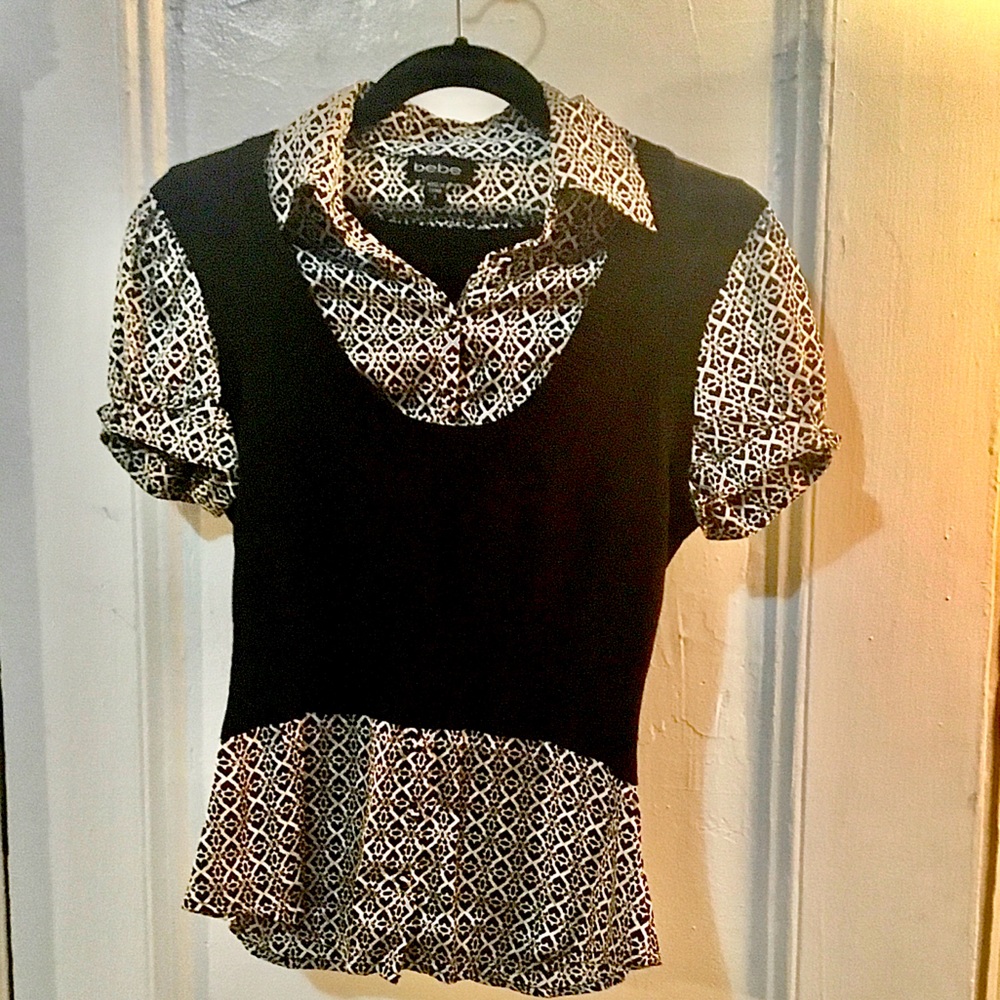 Bebe Silk and Sweater Dress Shirt